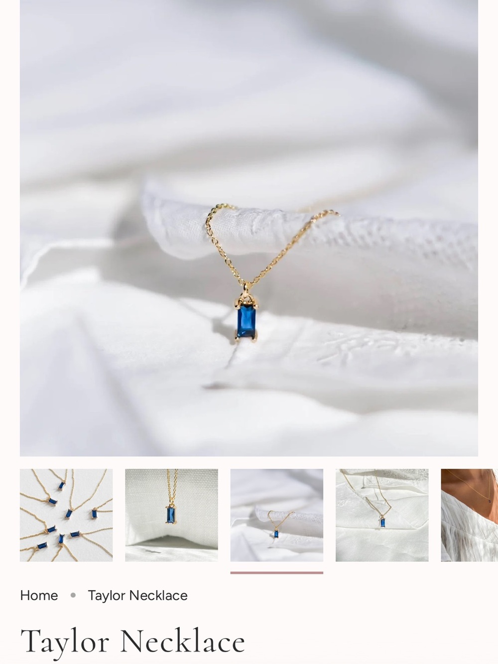 Llume sapphire Taylor pendant on gold vermiel chain